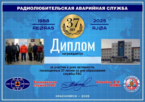 37 years of Amateur Emergency Service - award logo